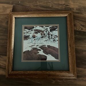 Vintage Wood Framed Matte Paint Horse Landscape Print Western Art large Picture
